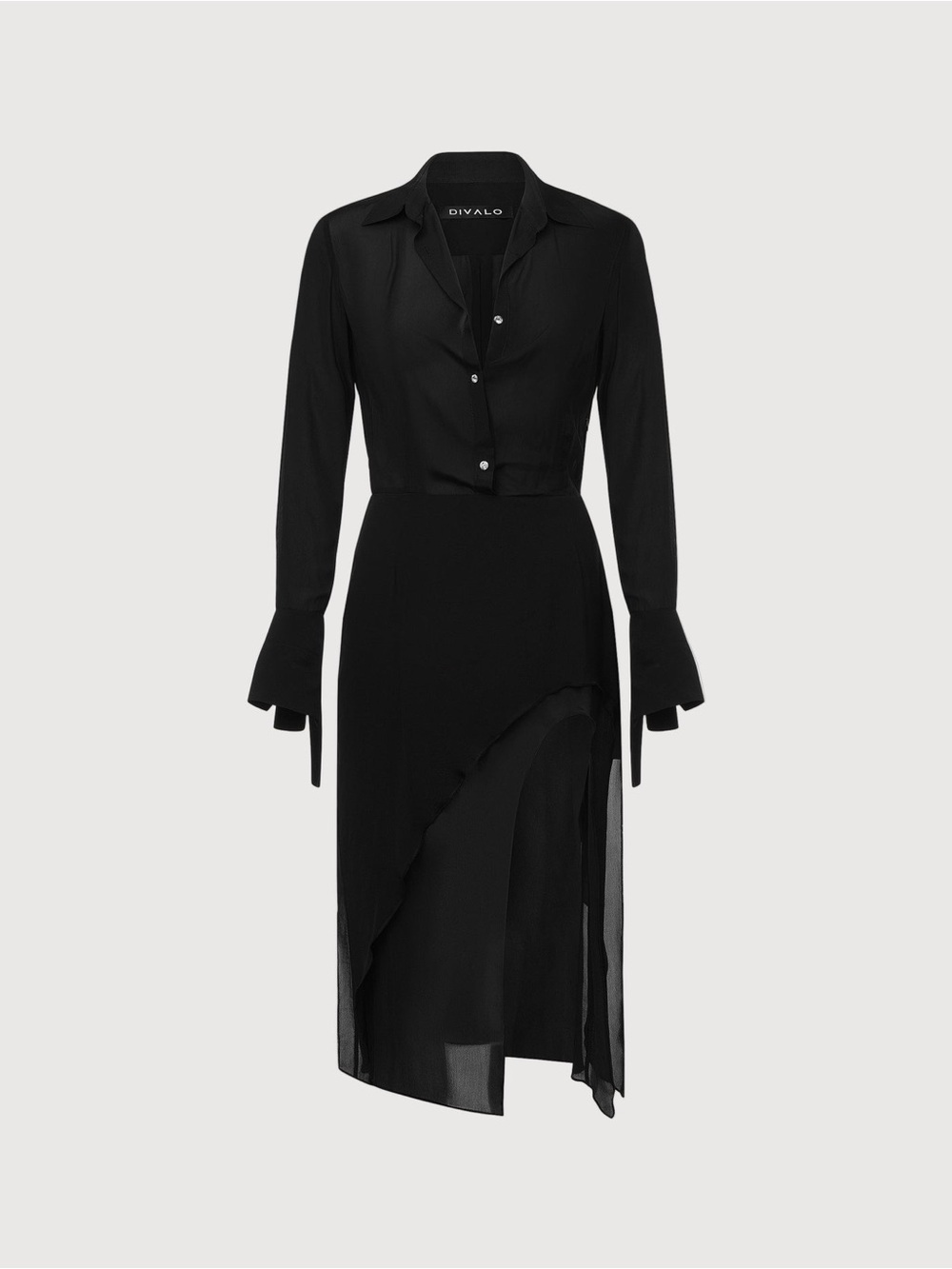 DIVALO NWT Lilith Dress Long Sleeve Midi Crystal Buttons Layered Black
